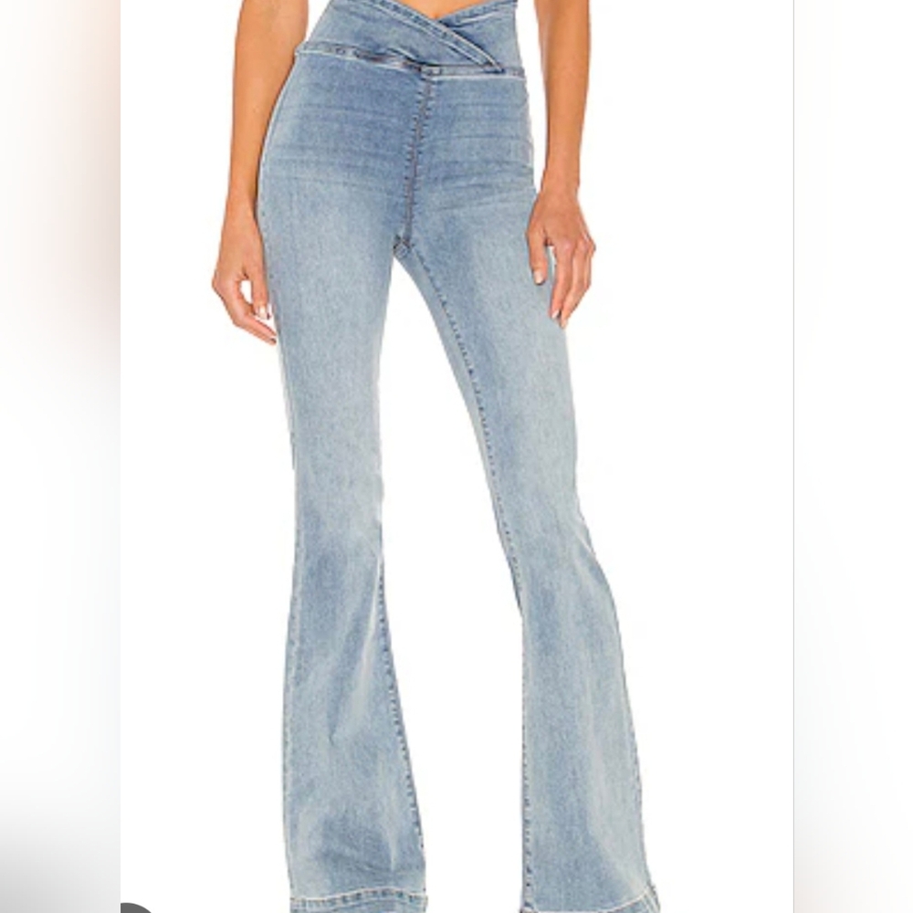 Free People We The Free Venice Beach Flare Leg Pull On Denim Pants 26 X 30"